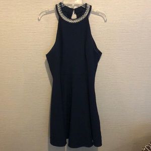 Embellished navy blue dress